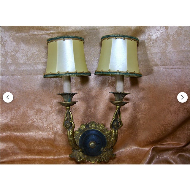 1920s Art Nouveau Sculptural Bronze Wall Sconces, 1920s, Set of 2 For Sale - Image 5 of 10