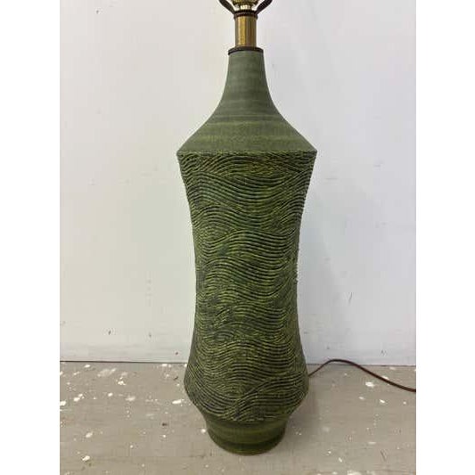 Green 1980s Lee Rosen Mid-Century Ceramic Green Glaze Table Lamp For Sale - Image 8 of 12