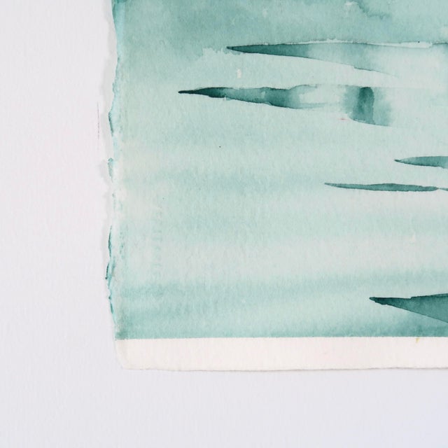 Late 20th Century Original Monochromatic Winter Scene Watercolor Painting on Paper by Artist Ellen Shannon of Snowy Pine & Frozen Stream For Sale - Image 12 of 16