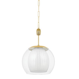 Hudson Valley Lighting Clementon 17 in. 1 Light Pendant in Aged Brass Finish For Sale