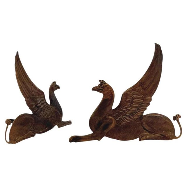 19th Century Bronze and Wrought Iron Andirons Featuring Griffins, 1880, Set of 2 For Sale - Image 14 of 14