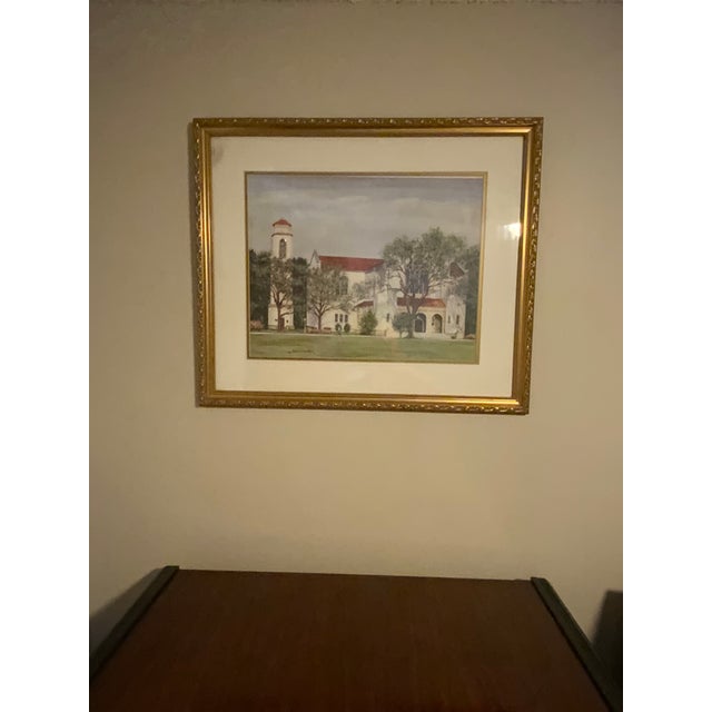 Cream Gordon Wheeler Signed Framed Lithograph Print, Summerall Chapel at the Citadel Charleston, Sc For Sale - Image 8 of 9