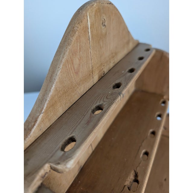 Wood Hand-Carved Folk Art Pine Cutlery Rack with Drawer, 1950s For Sale - Image 7 of 18