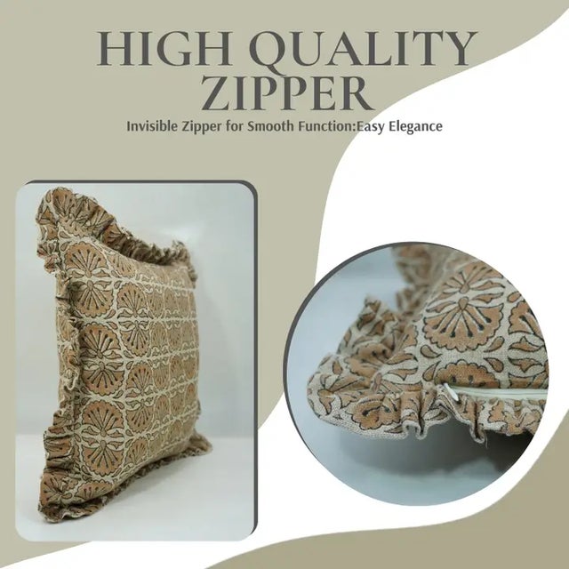 Modern Fabdivine Handmade Frill Cushion Cover Rust 20x20 Inch Thick Linen- Bhejni For Sale - Image 3 of 5