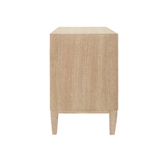 Not Yet Made - Made To Order Matthew Izzo Home Hammond Fluted Cerused Oak Two Drawer Side Table With Brass Knobs For Sale - Image 5 of 7