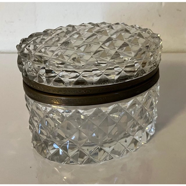 Early 20th Century French Cut Crystal Oval Hinged Glass Box For Sale - Image 13 of 13