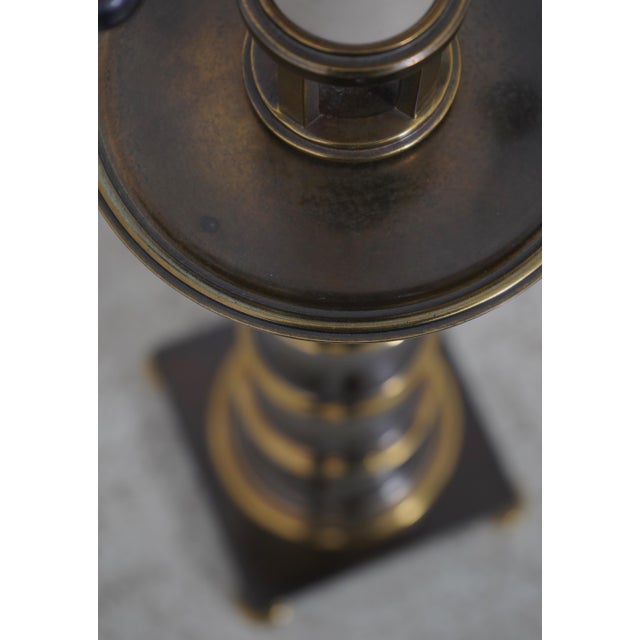 Pair Mastercraft Modern Design Quality Brass Table Lamps For Sale - Image 11 of 12