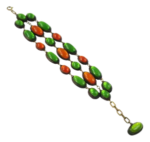 Line Vautrin School Green and Orange Talosel Resin Link Bracelet