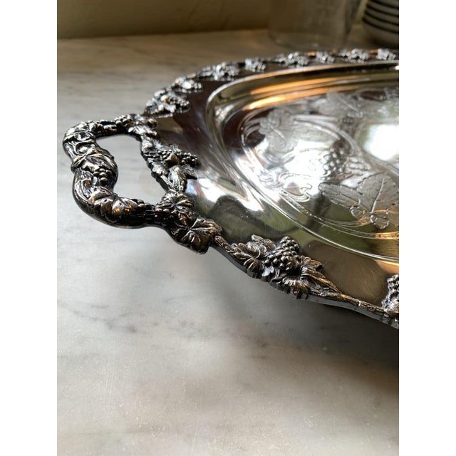 Late 19th Century Antique Victorian Meriden Silver-Plate Footed Tray For Sale - Image 5 of 16