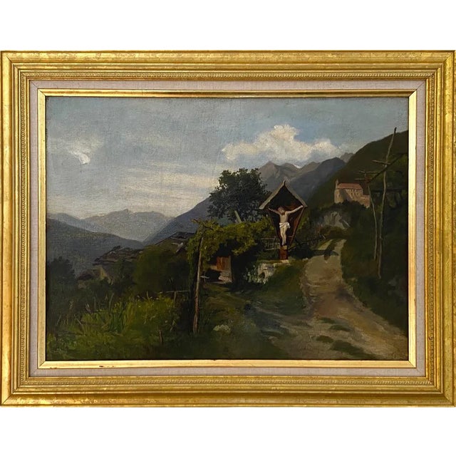 Late 19th Century Continental Italian Village Oil Painting, Framed For Sale