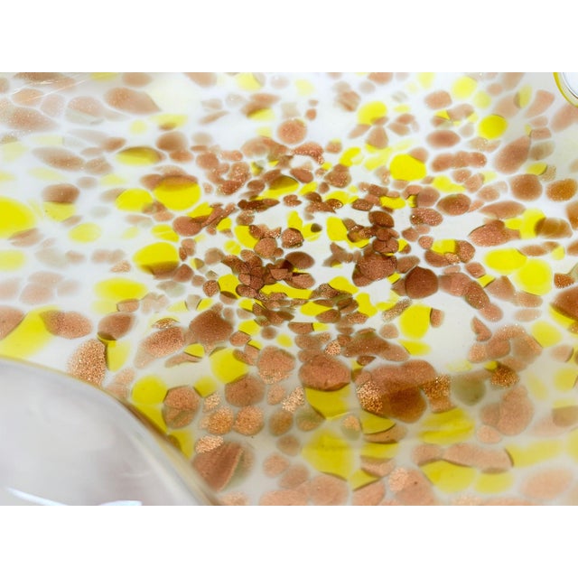 Large Murano Gold Aventurine Art Glass Bowl Flower Form Italy 1950s For Sale - Image 10 of 14