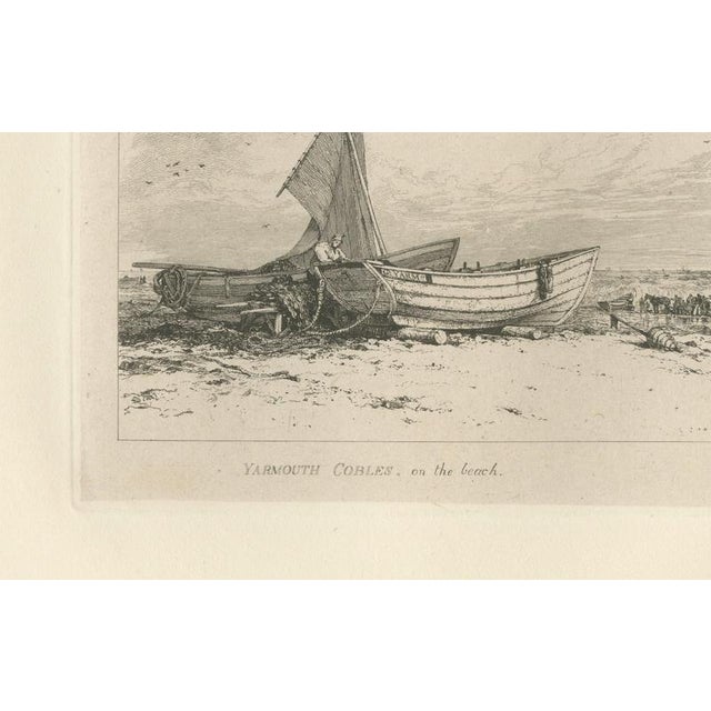 Gold E.W. Cooke, Great Yarmouth Fishing Boats, 1828, Etching For Sale - Image 8 of 12