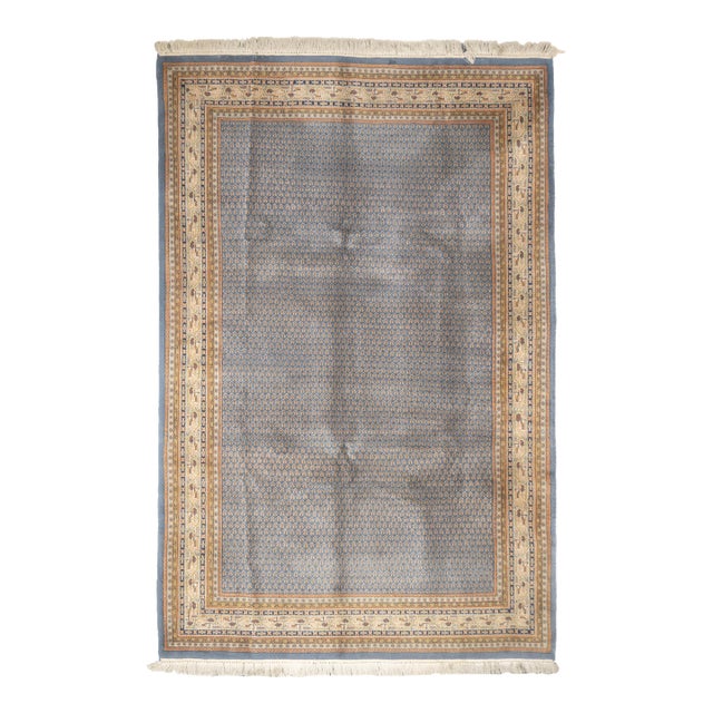 Mid Century Indo Tabriz Wool Rug 6'6" X 9'9" For Sale