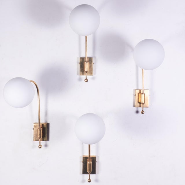 Brass Wall Lights in the style of Stilnovo, 1950s, Set of 4 For Sale - Image 17 of 17