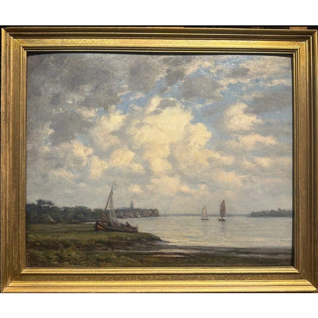 Victor Brugairolles, Breton Nautical Scene, Oil on Cardboard For Sale - Image 5 of 5