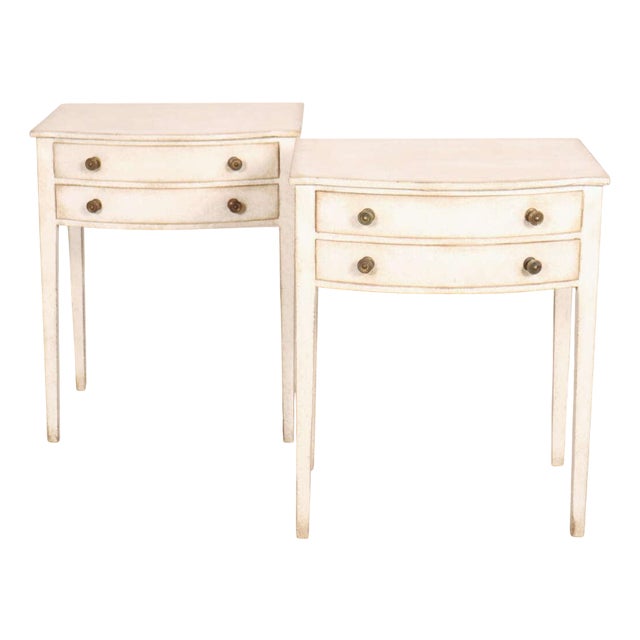 English Bow Fronted Lamp Tables, 1890s, Set of 2 For Sale