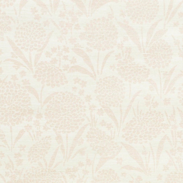 Schumacher Chrysanthemum Sisal Wallpaper in Blush For Sale