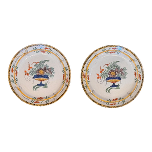 Pair of 18th Century Delft Polychrome Plates