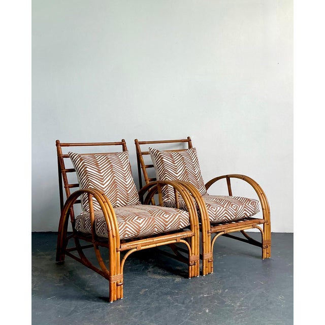 Vintage Rattan Lounge Chairs in Alan Campbell “Zigzag” for Quadrille - A Pair For Sale - Image 13 of 15
