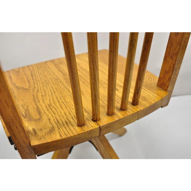 Early 20th Century Vintage Mission Arts & Crafts Oak Wood Child’s School Desk Chair For Sale - Image 9 of 11