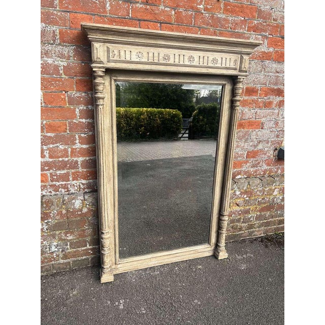 Wood Large Antique French Carved Wood Painted Mirror For Sale - Image 7 of 7