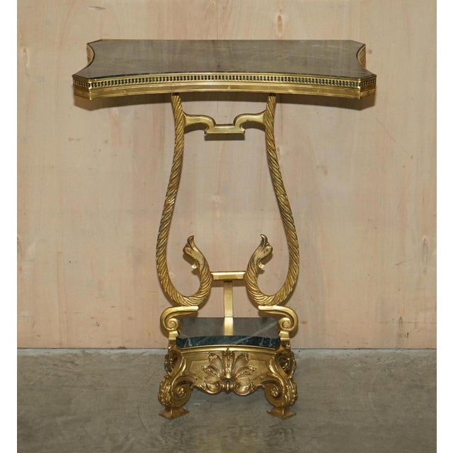 Antique French Brass & Green Marble Side End Tables, 1880s, Set of 2 For Sale - Image 4 of 18