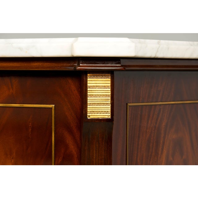 Mid 20th Century French Louis XVI Style Mahogany Sideboard Buffet With Carrara Marble Top For Sale - Image 10 of 18