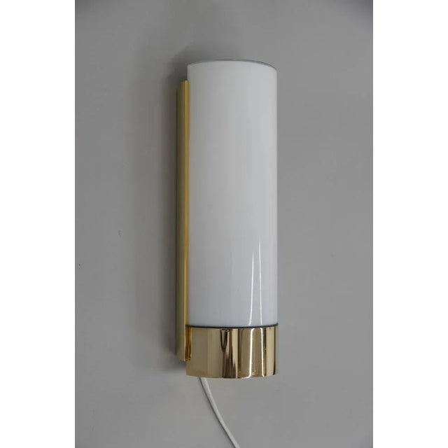 Brass and Opaline Glass Wall Lamp from Glashutte Limburg, 1970s For Sale - Image 3 of 12