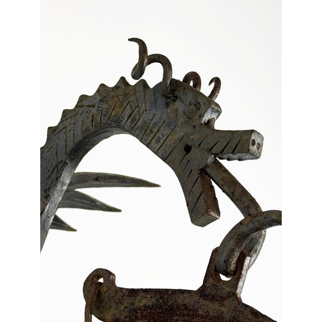 Vintage Gothic Style Wrought Iron Wall-Mounted Dragon Doorbell, 1950s For Sale - Image 10 of 15