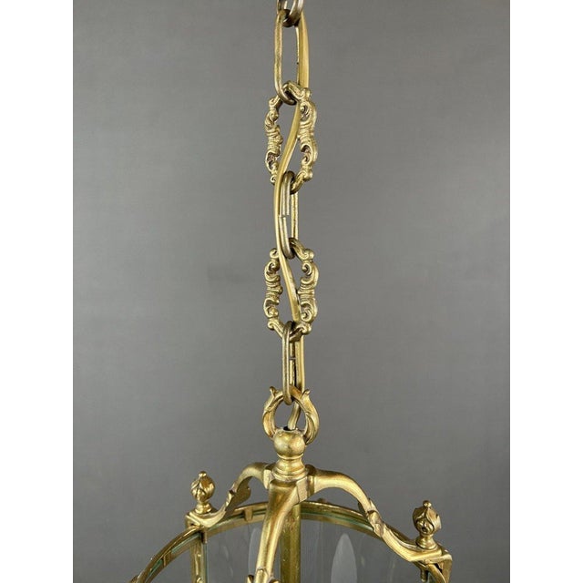 Gold 20th Century Louis XVI Style Lantern in Bronze and Glass For Sale - Image 8 of 8