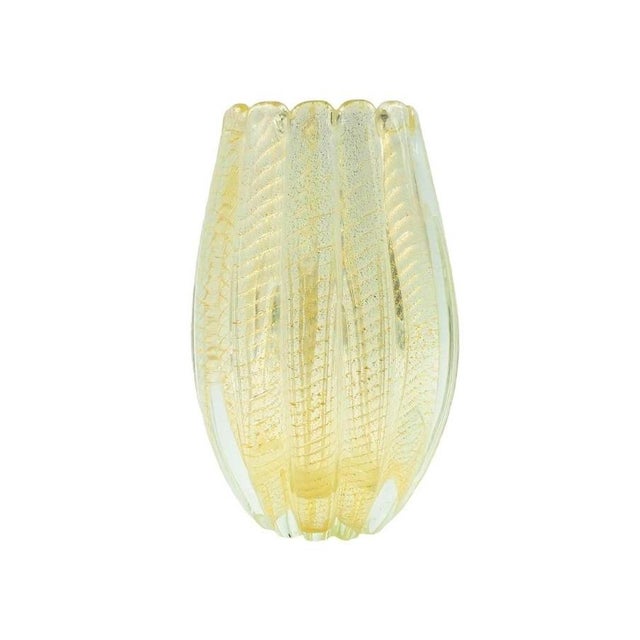 Gold Mid-Century Cordonato Doro Murano Glass Vase from Barovier & Toso, Italy, 1950s For Sale - Image 8 of 8
