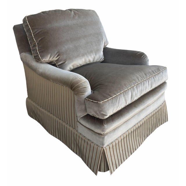 1990s Brunschwig & Fils Fully Upholstered Mohair & Silk Club Chair For Sale - Image 5 of 11