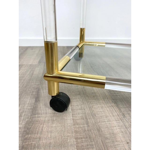 Acrylic, Brass & Glass Bar Serving Cart Trolley, Italy, 1970s For Sale - Image 14 of 15