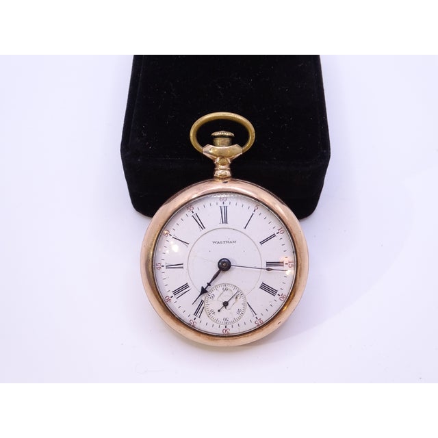 Gold Savonette Pocket Watch in 14k Gold, Porcelain and Crystal from American Waltham Watch Co., USA, 1900s For Sale - Image 8 of 18