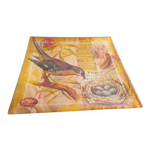 Twos Company Reverse Painted Bird Decorative Plate For Sale