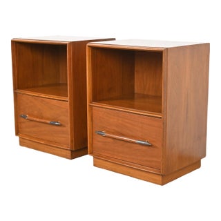 T. H. Robsjohn-Gibbings for Widdicomb Sculpted Walnut Nightstands, 1950s For Sale