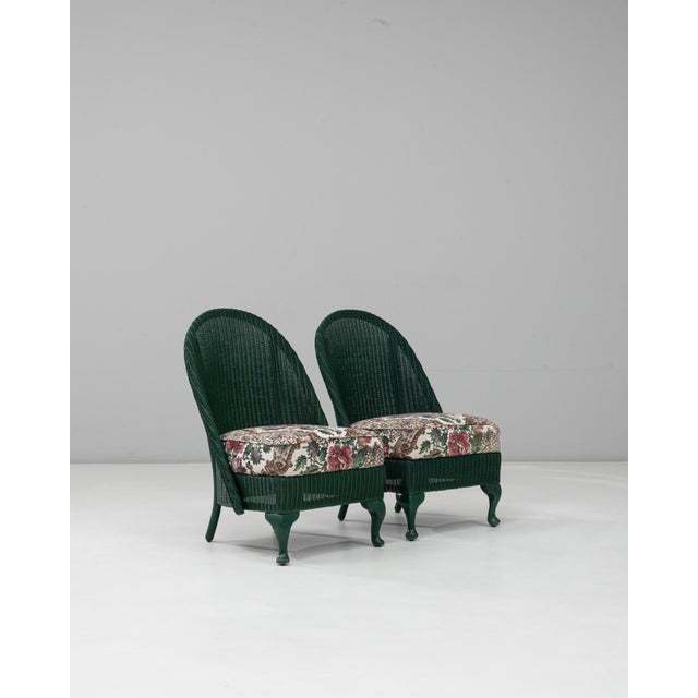 Textile 20th Century French Lloyd Loom Chairs With Upholstered Seats - A Pair For Sale - Image 7 of 18