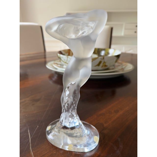 Glass 1980s “Lalique of France ‘Nude Dancer’ Frosted Crystal Girl Sculpture” Measuring 4.5”w × 10”h. For Sale - Image 7 of 10