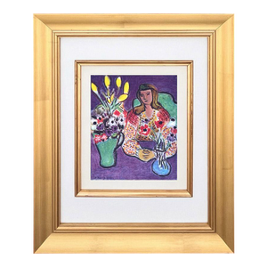 Matisse 24 Young Girl With Anemones on Violet Background Framed