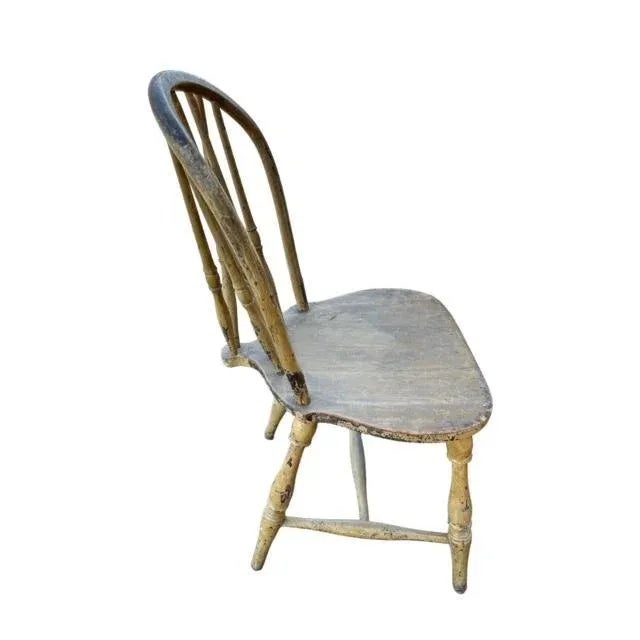 1900 - 1909 Early 1900s Rustic Spindle Back Chair, Mustard Green For Sale - Image 5 of 8