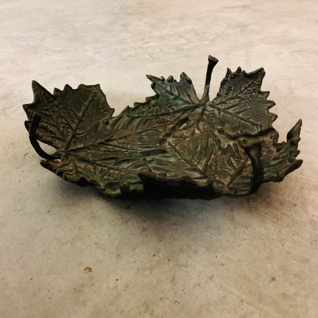 Early 20th Century Vintage Metal Maple Leaf Tray For Sale - Image 5 of 12