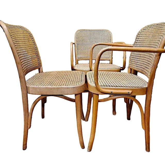 Mid-Century Modern Set of Six Josef Hoffmann-Designed “Prague” Bentwood & Cane Chairs For Sale - Image 3 of 6