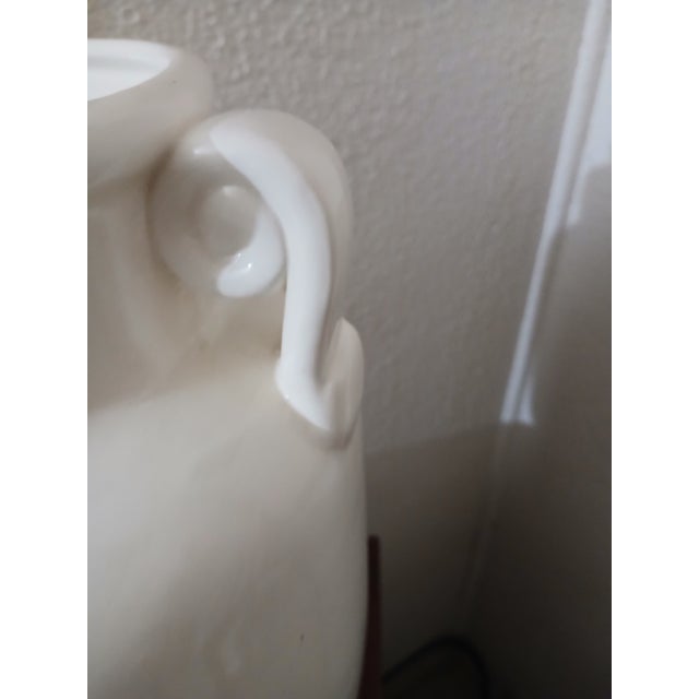 1990s Large Italian White Vase With Scroll-Style Handles For Sale - Image 4 of 7