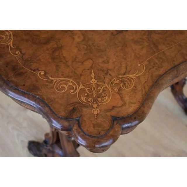 Victorian Burr Walnut Inlaid Table, 1860 For Sale - Image 10 of 12