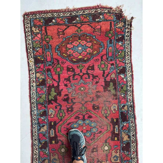 Textile 1920s Lilihan with Deep Pinks, Ocean Blues, and Nice Greens Rug 2.10 x 10.6 For Sale - Image 7 of 11