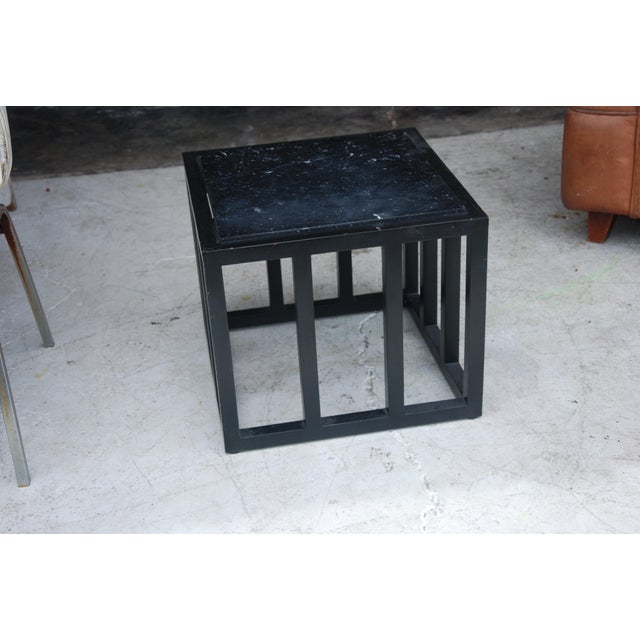 1980s Ebonized Marble Side Table For Sale - Image 5 of 8