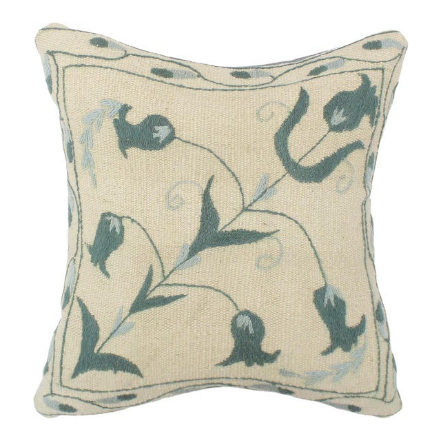Vintage Rustic Walmsley Kilim Suzani Handmade Pillow For Sale