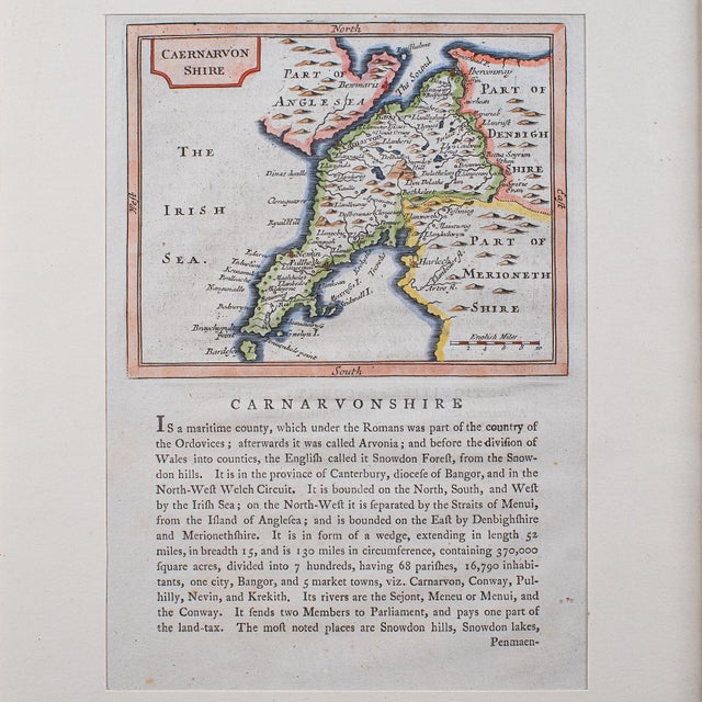 Early 19th Century Antique Dual Sided Carnarvonshire Map, Atlas Excerpt, North Wales, Cartography For Sale - Image 5 of 12