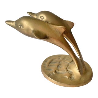 Mid-Century Brass Dolphins Leaping For Sale