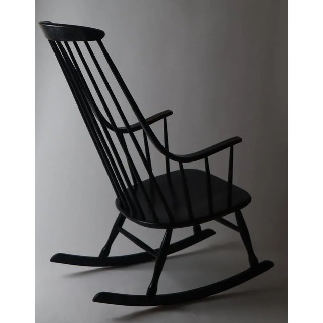 Mid-Century Modern Black Grandessa Rocking Chair in Beech by Lena Larsson for Nesto, 1960s For Sale - Image 3 of 10